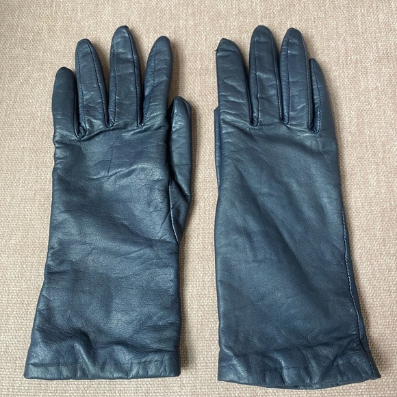Grandoe Dark Navy Elegant Leather Gloves Women’s Size 7 - Picture 1 of 5